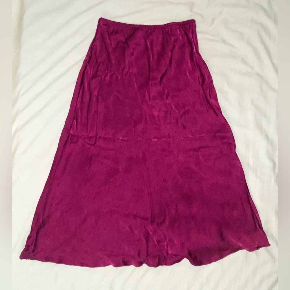 Elegant Magenta Satin Skirt